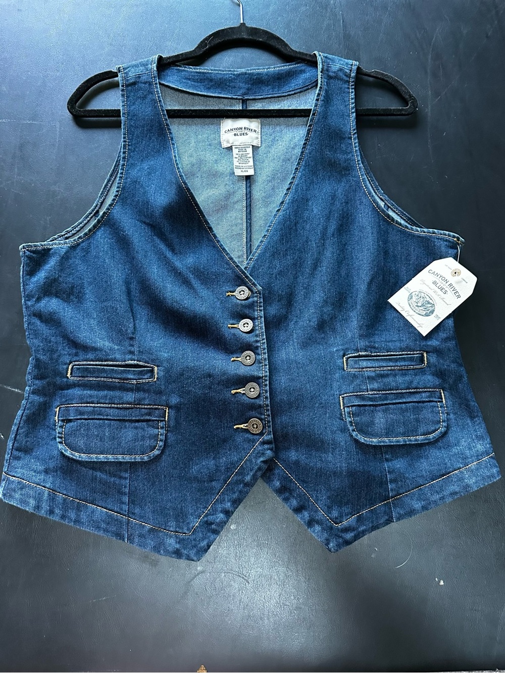 VINTAGE Canyon River Blues Denim Button Front Vest XL - NWT